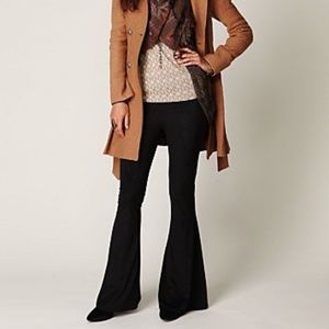 NWT Battalion Free People boutique black "suede" bell-bottoms S